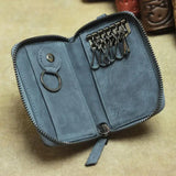 Embossed Leather Key Bag Unisex Car Key Holder Retro Letter
