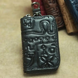 Embossed Leather Key Bag Unisex Car Key Holder Retro Letter