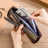 Leather Men Wallets Casual Solid Short Cowhide Purse Multi-card Wallet