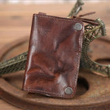 Vintage Leather Unisex Key Bag Organizer Solid Wallet