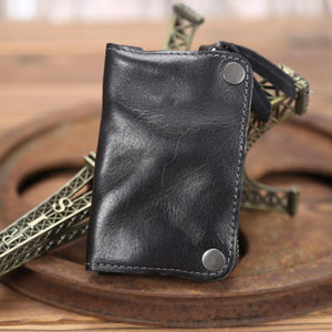Vintage Leather Unisex Key Bag Organizer Solid Wallet