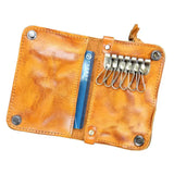Vintage Leather Unisex Key Bag Organizer Solid Wallet