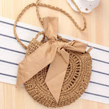 Bohemian Straw Bag with Bowknot - Shoulder Bag for Women