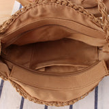 Bohemian Straw Bag with Bowknot - Shoulder Bag for Women