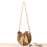 Bohemian Straw Bag with Bowknot - Shoulder Bag for Women