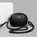 Small Round Leather Crossbody Shoulder Bag for Women