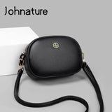 Small Round Leather Crossbody Shoulder Bag for Women