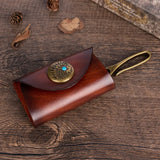 Retro Leather Car Key Holder Real Cowhide Keychain Belt Buckle Bag Key Wallets