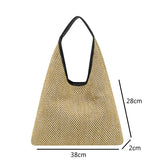 Versatile Woven Straw Beach Bag Large Capacity Solid Shoulder Bags