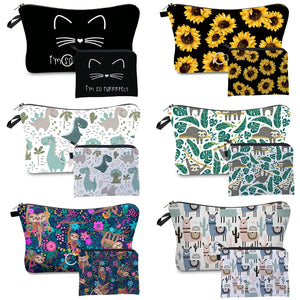 2 PCS Animal Pattern Makeup Bag Set for Women
