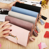 Joyho Cat Zipper Tassel Women Wallets Rivet Long Clutch Bag