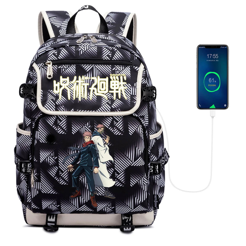 Jujutsu Kaisen Canvas School Bag Student Packsack Zipper