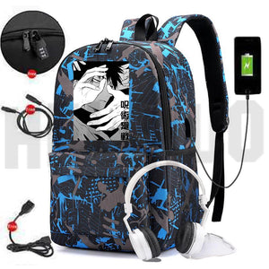 Jujutsu Kaisen High Backpack Yuji Itadori USB Charging Bag SchoolBags