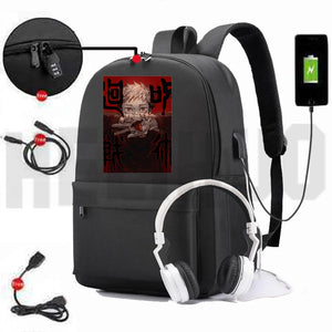 Jujutsu Kaisen Yuji Itadori Backpack USB Charging School Bag