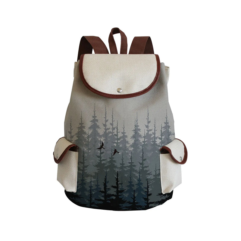 Jungle Bird Print Drawstring Backpack Large School Bag