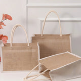 Jute Tote Bags Burlap Handbag Reusable Beach Shopping Grocery Bag