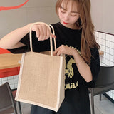 Jute Tote Bags Burlap Handbag Reusable Beach Shopping Grocery Bag