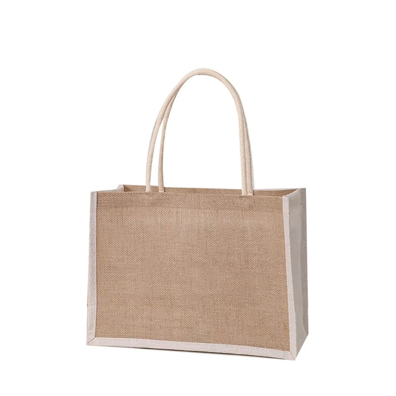 Jute Tote Bags Burlap Handbag Large Capacity for Women Girls