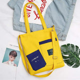 Patchwork Canvas Tote Shopping Bag with Removable Chain Strap