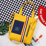 Patchwork Canvas Tote Shopping Bag with Removable Chain Strap