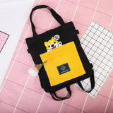 Lovely Piggy Canvas Backpack for Girls - 4 in 1 - Animal Print Crossbody Bag