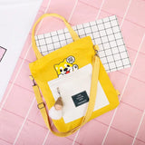 Lovely Piggy Canvas Backpack for Girls - 4 in 1 - Animal Print Crossbody Bag