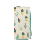 Summer Cactus Long Wallet Vegan Leather Clutch Bag for Women