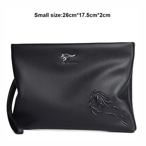 KANGAROO Men Clutch Bag Leather Long Purse Password Money Bag Business