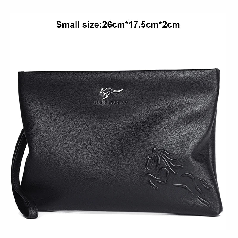 KANGAROO Men Clutch Bag Leather Long Purse Password Money Bag Business
