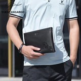 KANGAROO Men Clutch Bag Leather Long Purse Password Money Bag Business