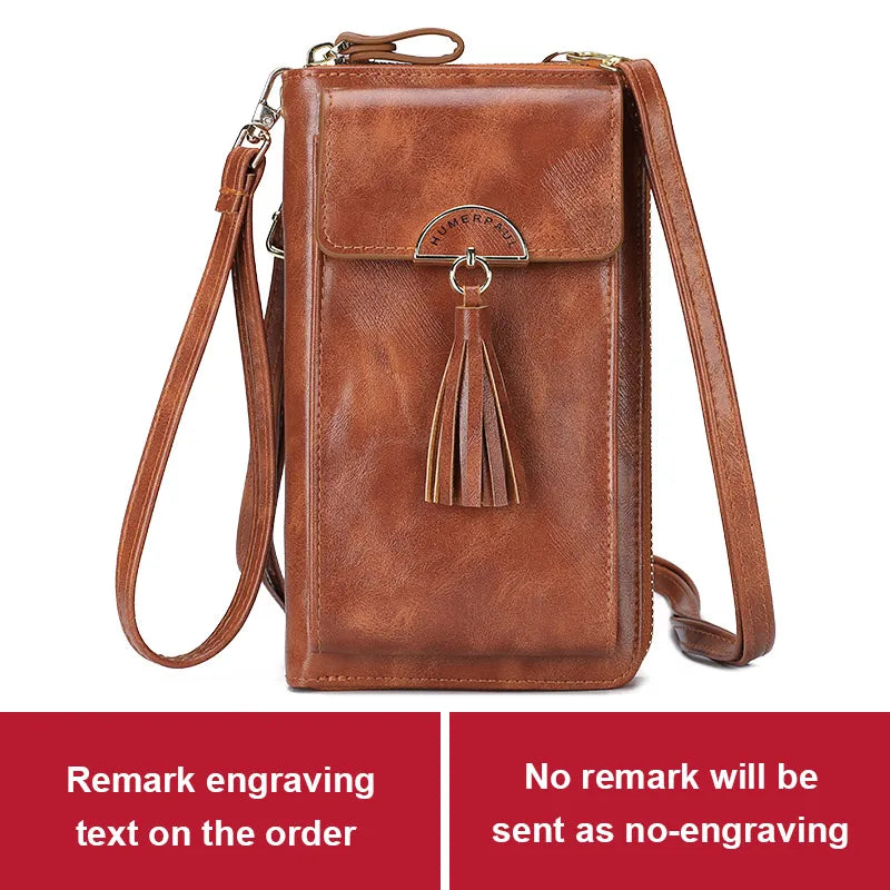 Engraved Mini Crossbody Shoulder Bag Women Cell Phone Pocket Lady Purse Clutch