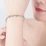 925 Silver Heart Wedding Bracelet 17CM+4CM