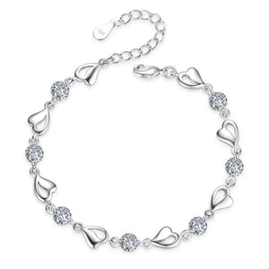 925 Silver Heart Wedding Bracelet 17CM+4CM