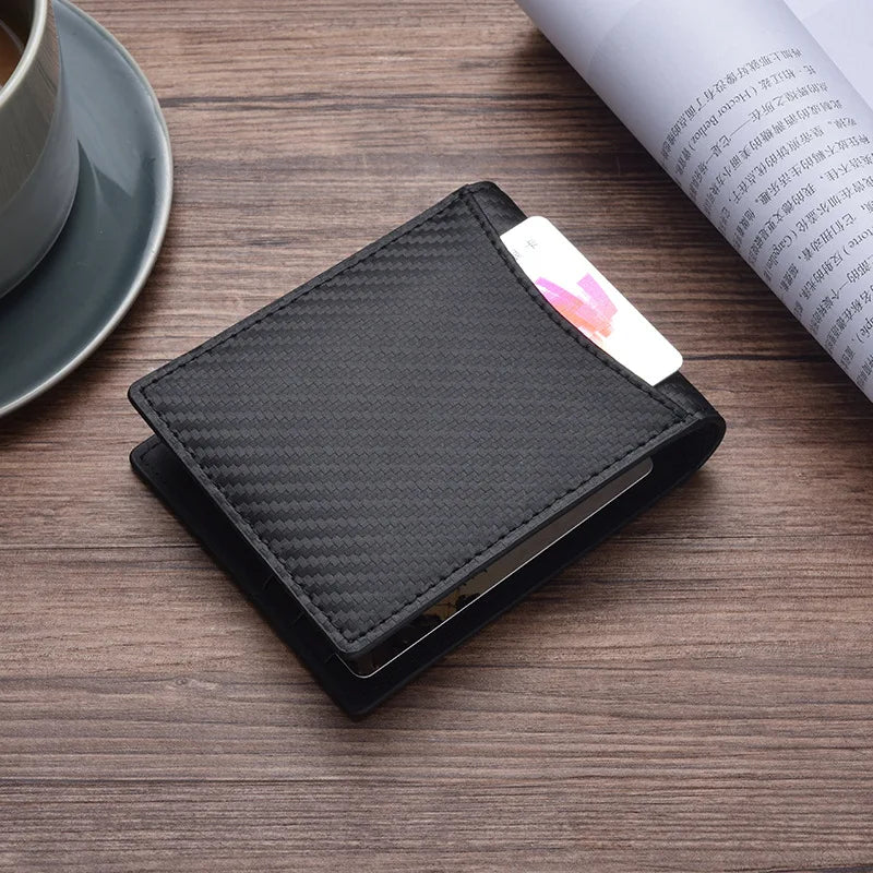 RFID Carbon Fiber Leather Men's Wallet Trifold Magic Money Purse