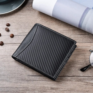 RFID Anti-Magnetic Carbon Fiber Leather Wallet for Men
