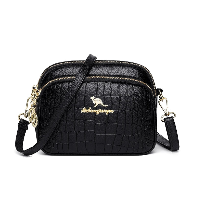 Fashionable Multi-Layer Leather Messenger Bag
