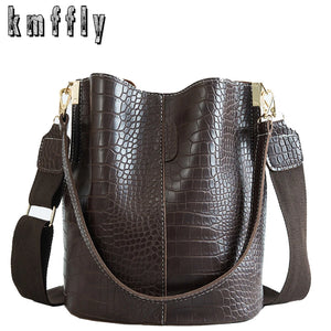 Crocodile Crossbody Bags For Women Shoulder Bag Women Bags PU Leather Bucket Bag