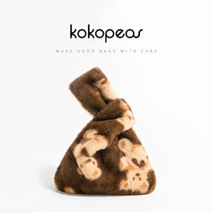 Cartoon Faux Fur Small Tote Bag Knot Wrist Bags Portable Handbags