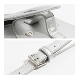 Mini Korean Silver PU Women Crossbody Saddle Bag