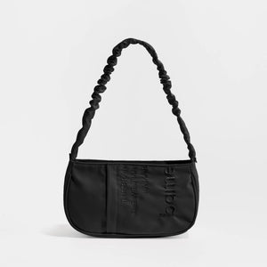 Pink Half Moon Nylon Shoulder Bag with Embroidery Tote Handbag