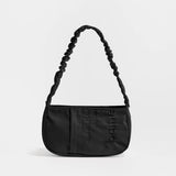 Pink Half Moon Nylon Shoulder Bag with Embroidery Tote Handbag