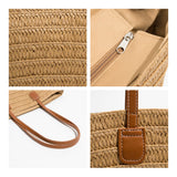 Summer Straw Beach Bag Solid Casual Shopper Handbag Large Capacity