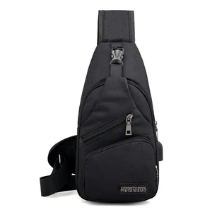 Men USB Chest Pack Casual Sling Bag