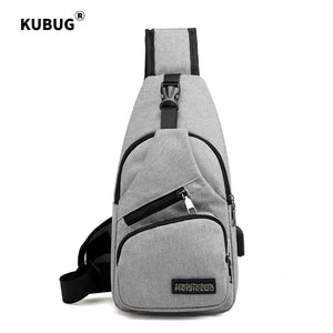 Men USB Chest Pack Casual Sling Bag