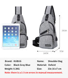 Men USB Chest Pack Casual Sling Bag