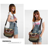 Canvas Patchwork Women Messenger Bag Multifunctional Tote Crossbody Large