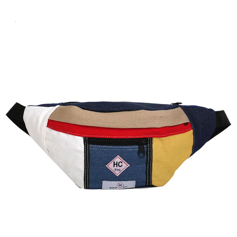 KVKY Waist Bag Unisex Canvas Belt Bag Casual Mobile Phone Chest Bags