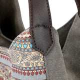 Striped Canvas Shoulder Bag Multi-layer Pockets Ladies Tote Hobos Bolsos