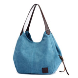 Women's Canvas Shoulder Bag Casual Totes Solid Color Vintage Handbag