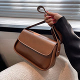 Solid PU Leather Crossbody Bag for Women Single Strap Shoulder Bag
